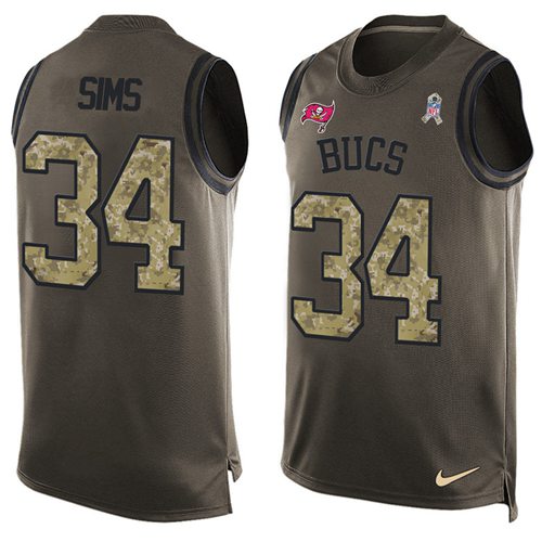 Nike Buccaneers #34 Charles Sims Green Men's Stitched NFL Limited Salute To Service Tank Top Jersey - Click Image to Close